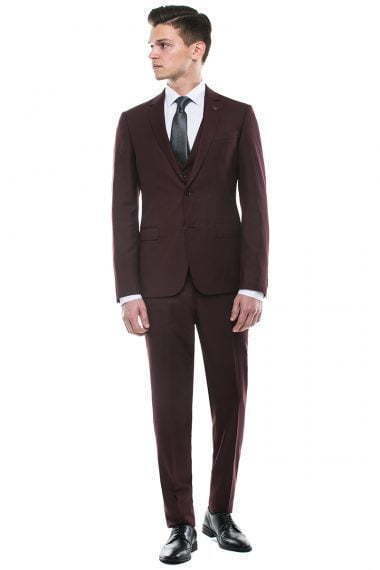 Однобортный, Двойка Свадебный костюм бордовый без рисунка от Салон мужских костюмов Patrik Man 3
