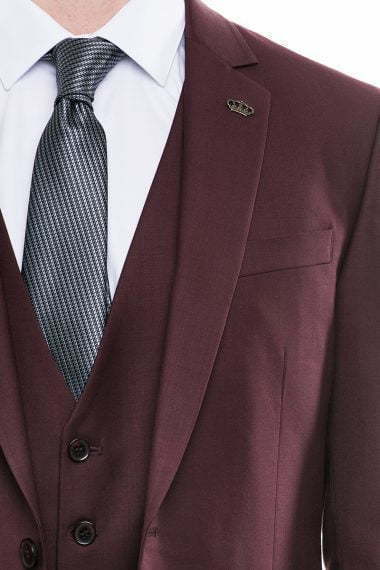 Однобортный, Двойка Свадебный костюм бордовый без рисунка от Салон мужских костюмов Patrik Man 4