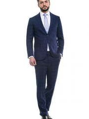 Однобортный, Двойка Свадебный костюм темно-синий в клетку от Салон мужских костюмов Patrik Man 2