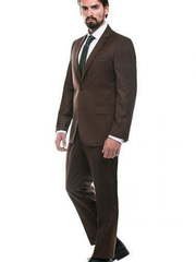 Однобортный, Двойка Свадебный костюм светло-коричневый без рисунка от Салон мужских костюмов Patrik Man 2