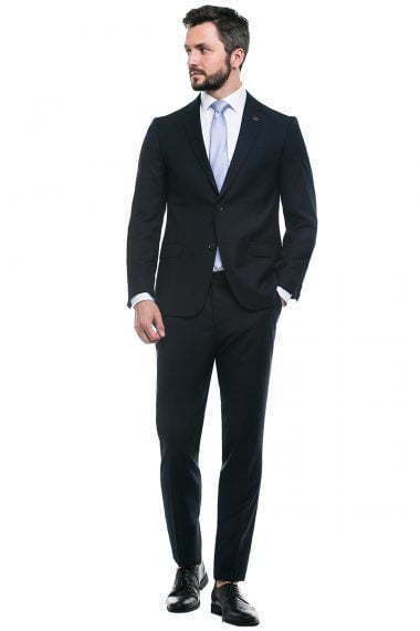 Однобортный, Двойка Свадебный костюм костюм темно-синий без рисунка от Салон мужских костюмов Patrik Man 2