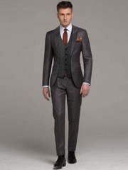 Однобортный, Тройка Свадебный костюм-тройка серый без рисунка от Салон мужских костюмов Patrik Man 2