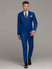 Однобортный, Тройка Свадебный костюм-тройка синий без рисунка от Салон мужских костюмов Patrik Man 1