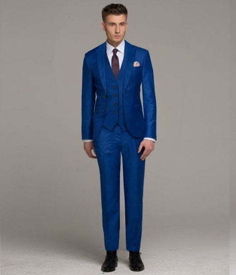 Однобортный, Тройка Свадебный костюм-тройка синий без рисунка от Салон мужских костюмов Patrik Man 2