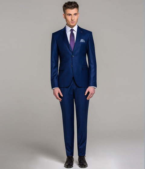 Однобортный, Двойка Свадебный костюм синий без рисунка от Салон мужских костюмов Patrik Man 2