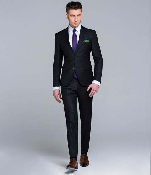 Однобортный, Двойка Свадебный костюм темно-синий в клетку от Салон мужских костюмов Patrik Man 2