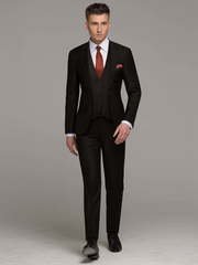 Однобортный, Тройка Свадебный костюм-тройка черный в клетку от Салон мужских костюмов Patrik Man 1