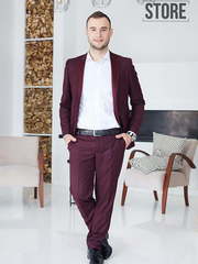 Однобортный, Смокинг, Двойка Смокинг вишня Gianni от Прокат мужских костюмов Dress Code Rent 1