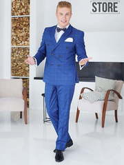 Двубортный, Двойка Свадебный костюм двубортная клетка Stefan от Прокат мужских костюмов Dress Code Rent 1