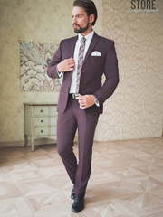Однобортный, Двойка Свадебный костюм Burgundy от Прокат мужских костюмов Dress Code Rent 1