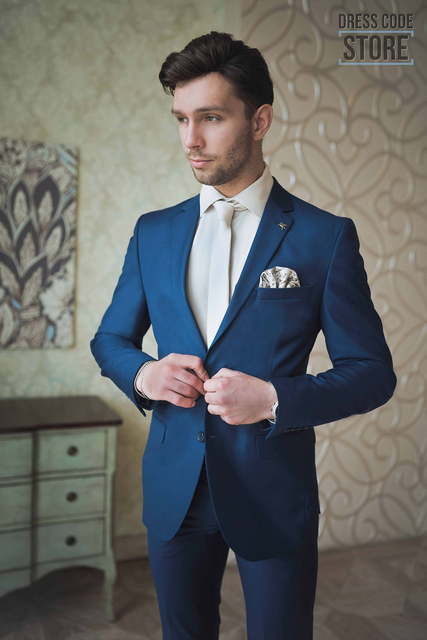 Однобортный, Двойка Свадебный костюм Scuba от Прокат мужских костюмов Dress Code Rent 5