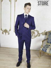 Двубортный, Двойка Свадебный костюм двубортная полоска Bristol от Прокат мужских костюмов Dress Code Rent 1