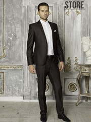 Однобортный, Двойка Свадебный костюм коричневая двойка Chocolate от Прокат мужских костюмов Dress Code Rent 1