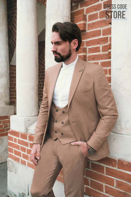 Однобортный, Тройка Свадебный костюм Honey от Прокат мужских костюмов Dress Code Rent 3