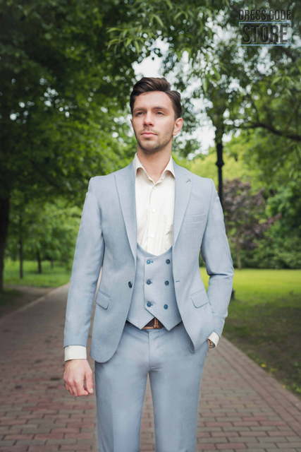 Однобортный, Тройка Свадебный костюм Pale от Прокат мужских костюмов Dress Code Rent 1