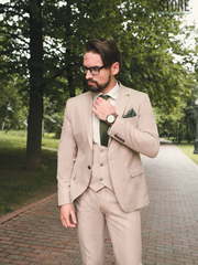 Однобортный, Тройка Свадебный костюм Peach от Прокат мужских костюмов Dress Code Rent 2