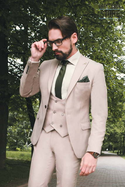 Однобортный, Тройка Свадебный костюм Peach от Прокат мужских костюмов Dress Code Rent 4