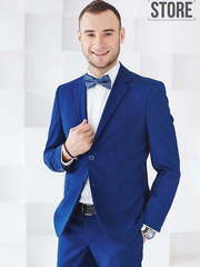 Однобортный, Двойка Свадебный костюм синяя двойка Manchester от Прокат мужских костюмов Dress Code Rent 2