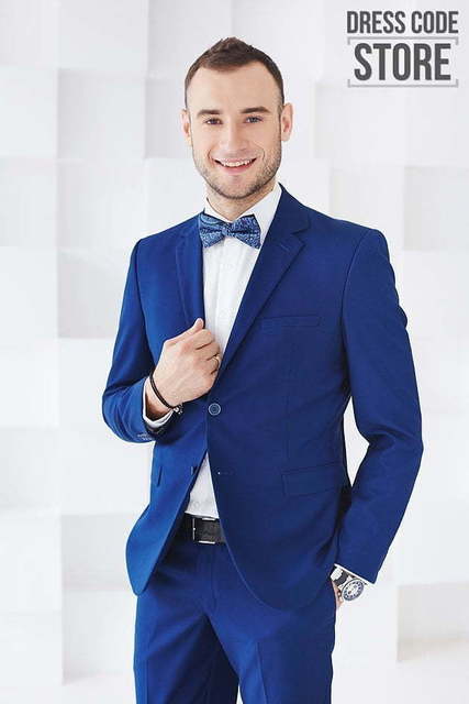 Однобортный, Двойка Свадебный костюм синяя двойка Manchester от Прокат мужских костюмов Dress Code Rent 2