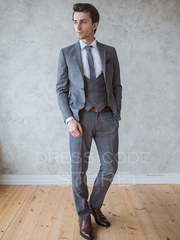Однобортный, Тройка Свадебный костюм серая тройка Walker от Прокат мужских костюмов Dress Code Rent 1