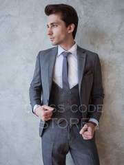 Однобортный, Тройка Свадебный костюм серая тройка Walker от Прокат мужских костюмов Dress Code Rent 2