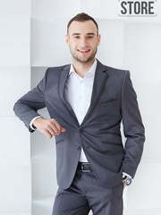 Однобортный, Двойка Свадебный костюм серая двойка Gray от Прокат мужских костюмов Dress Code Rent 1