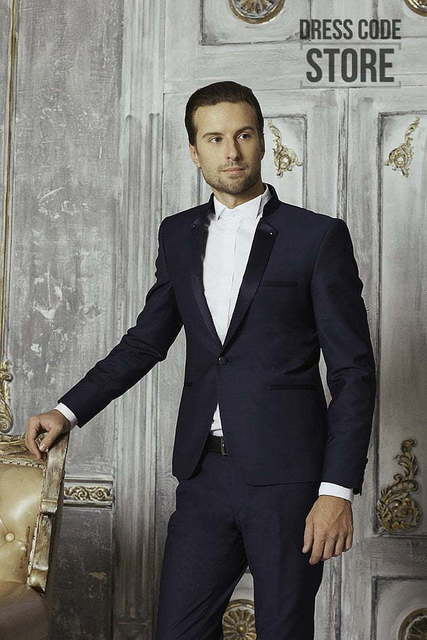 Однобортный, Двойка, Смокинг Смокинг со стойкой Тренч от Прокат мужских костюмов Dress Code Rent 2