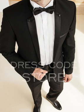 Однобортный, Смокинг, Двойка Смокинг со стойкой Trench от Прокат мужских костюмов Dress Code Rent 2