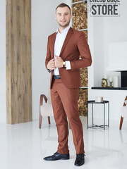 Однобортный, Двойка Свадебный костюм терракотовая двойка Moritz от Прокат мужских костюмов Dress Code Rent 1