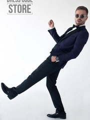 Однобортный, Смокинг, Тройка Свадебный костюм фиолетовая тройка Sebastian от Прокат мужских костюмов Dress Code Rent 2