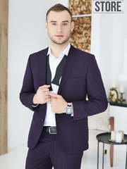 Однобортный, Двойка Свадебный костюм черничная двойка San remo от Прокат мужских костюмов Dress Code Rent 2