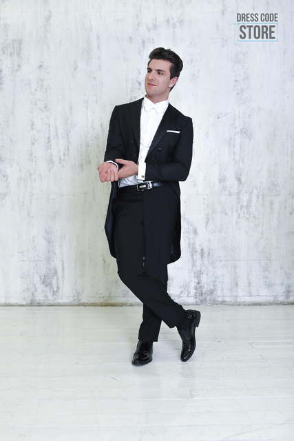 Однобортный, Двойка, Фрак 29 Черный свадебный фрак от Прокат мужских костюмов Dress Code Rent 4