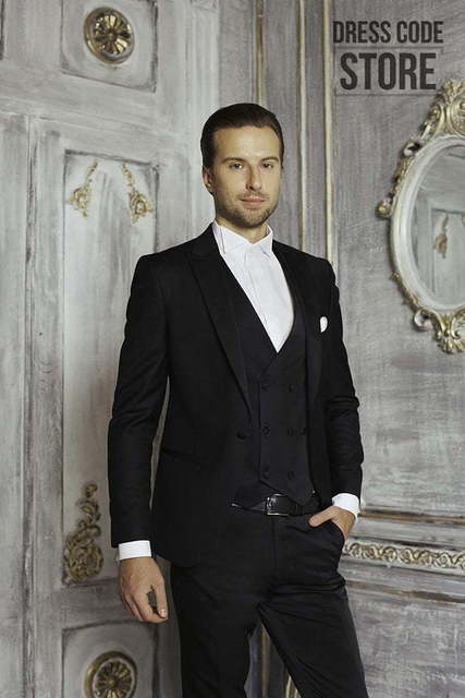 Однобортный, Тройка, Смокинг Свадебный костюм атласная тройка Woody от Салон мужских костюмов Dress Сode Store 2