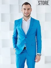 Однобортный, Двойка Свадебный костюм бирюзовая двойка Leonardo от Салон мужских костюмов Dress Сode Store 2