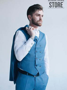 Однобортный, Тройка Свадебный костюм голубая тройка Neve от Салон мужских костюмов Dress Сode Store 2
