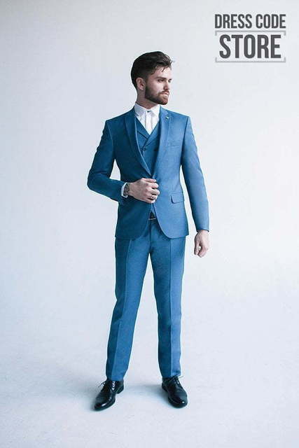 Однобортный, Тройка Свадебный костюм голубая тройка Neve от Салон мужских костюмов Dress Сode Store 3