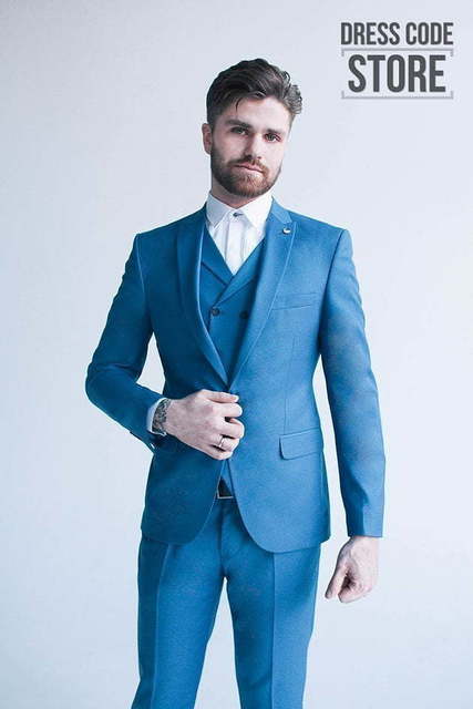 Однобортный, Тройка Свадебный костюм голубая тройка Neve от Салон мужских костюмов Dress Сode Store 4