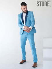 Однобортный, Смокинг, Двойка Голубой свадебный смокинг Danni от Салон мужских костюмов Dress Сode Store 1