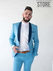 Однобортный, Смокинг, Двойка Голубой свадебный смокинг Danni от Салон мужских костюмов Dress Сode Store 2