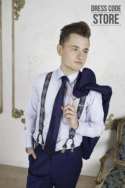 Двойка, Двубортный Свадебный костюм двубортная полоска Bristol от Салон мужских костюмов Dress Сode Store 2