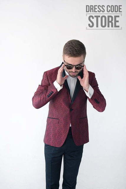 Однобортный, Двойка Жаккардовый свадебный смокинг Byron от Салон мужских костюмов Dress Сode Store 2