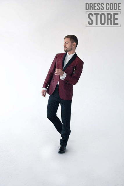 Однобортный, Двойка Жаккардовый свадебный смокинг Byron от Салон мужских костюмов Dress Сode Store 3