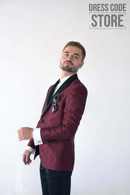 Однобортный, Двойка Жаккардовый свадебный смокинг Byron от Салон мужских костюмов Dress Сode Store 4