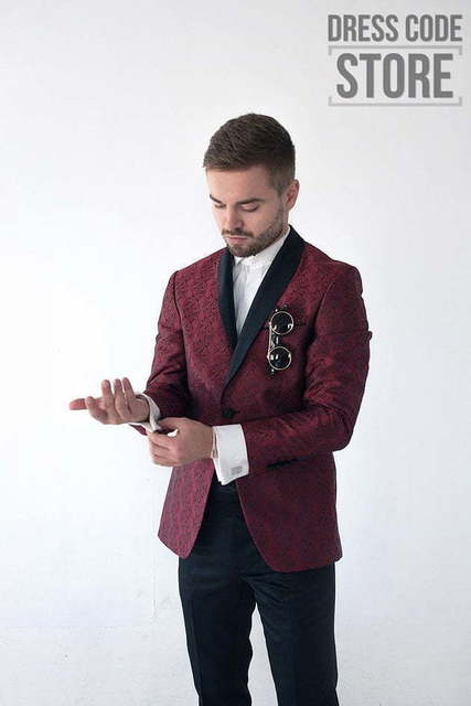 Однобортный, Двойка Жаккардовый свадебный смокинг Byron от Салон мужских костюмов Dress Сode Store 5