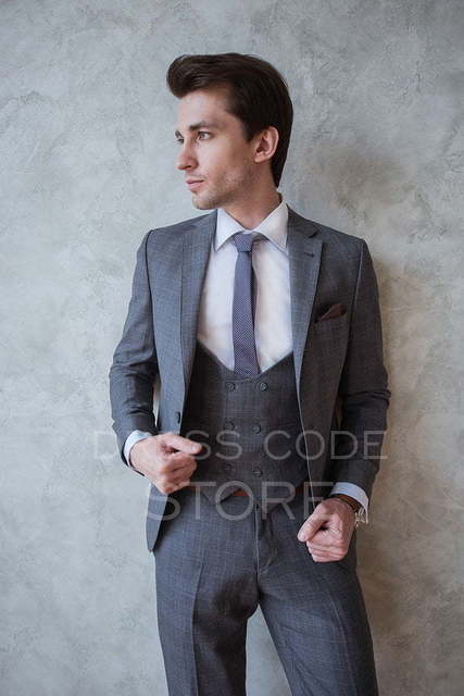 Однобортный, Тройка Свадебный костюм серая тройка Walker от Салон мужских костюмов Dress Сode Store 2