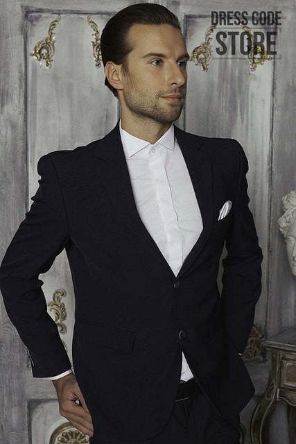 Однобортный, Двойка Свадебный костюм синяя двойка Marsel от Салон мужских костюмов Dress Сode Store 2