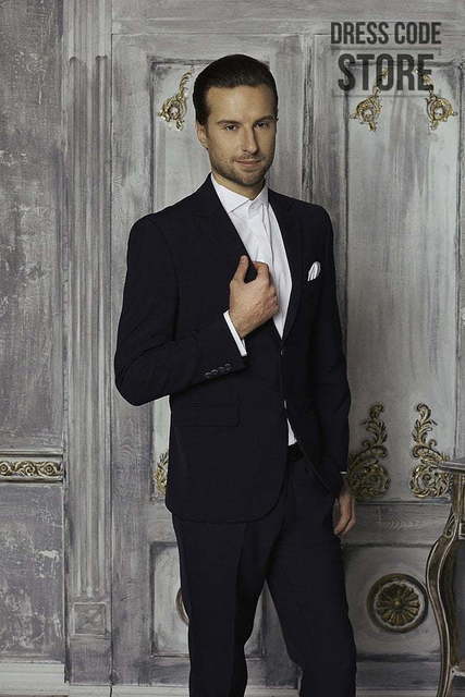 Однобортный, Двойка Свадебный костюм синяя двойка Marsel от Салон мужских костюмов Dress Сode Store 3