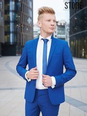 Однобортный, Двойка Свадебный костюм cиняя клетка Pellegrino от Салон мужских костюмов Dress Сode Store 2