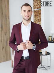 Однобортный, Смокинг, Двойка Смокинг вишня Gianni от Салон мужских костюмов Dress Сode Store 2