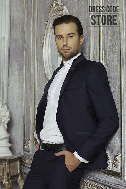 Однобортный, Двойка, Смокинг Смокинг со стойкой Тренч от Салон мужских костюмов Dress Сode Store 3